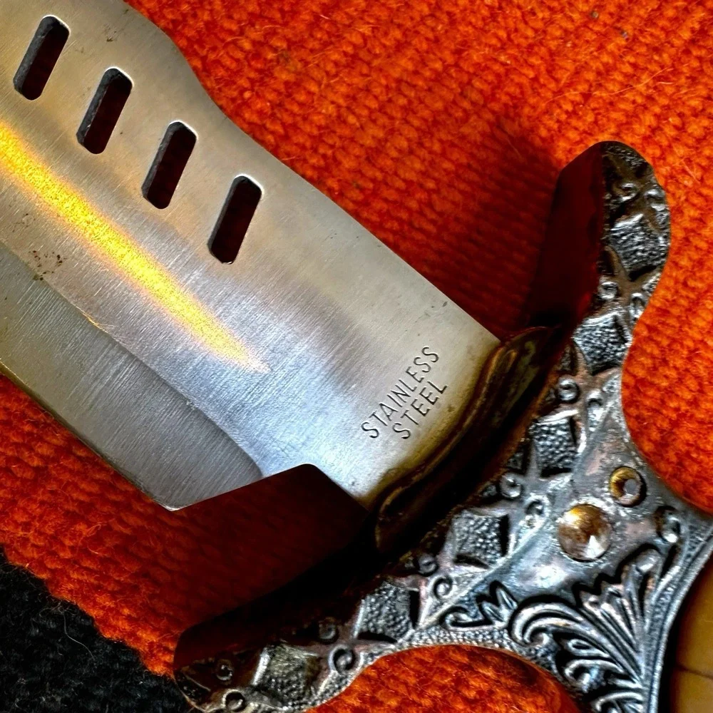 Vintage Maxam Stainless Steel Fighting Dagger Knife Stag Horn Handle